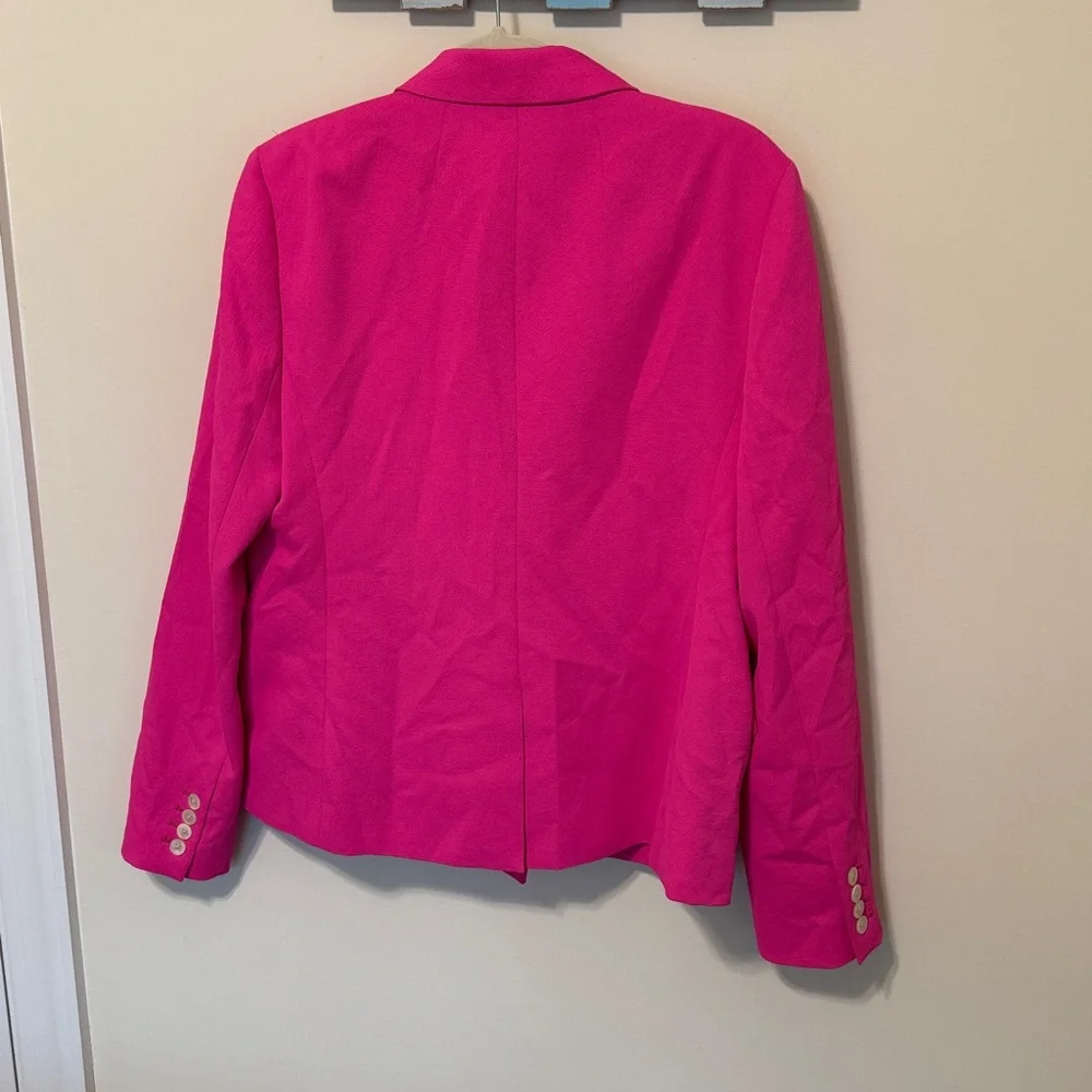 J. Crew Women's Barbie Pink Double-Breasted Blazer / Size 12 / Red Lining